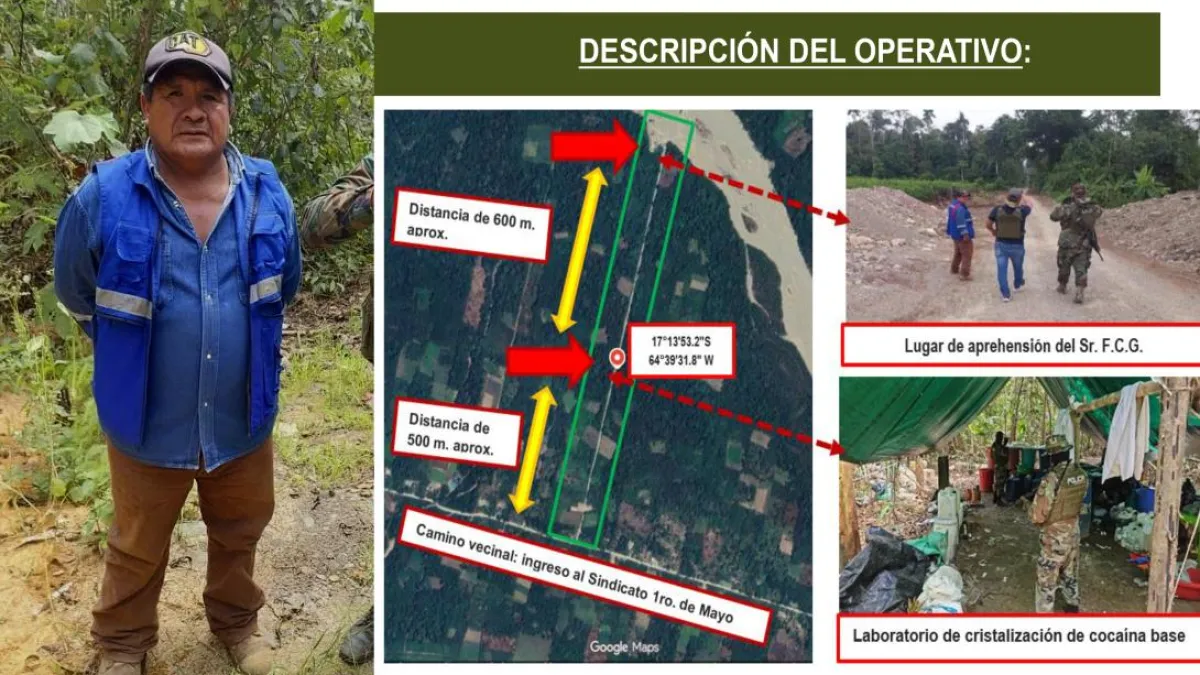 Laboratorio hallado en el terreno del ex zar antidroga de Evo producía 160 kg de cocaína cada día